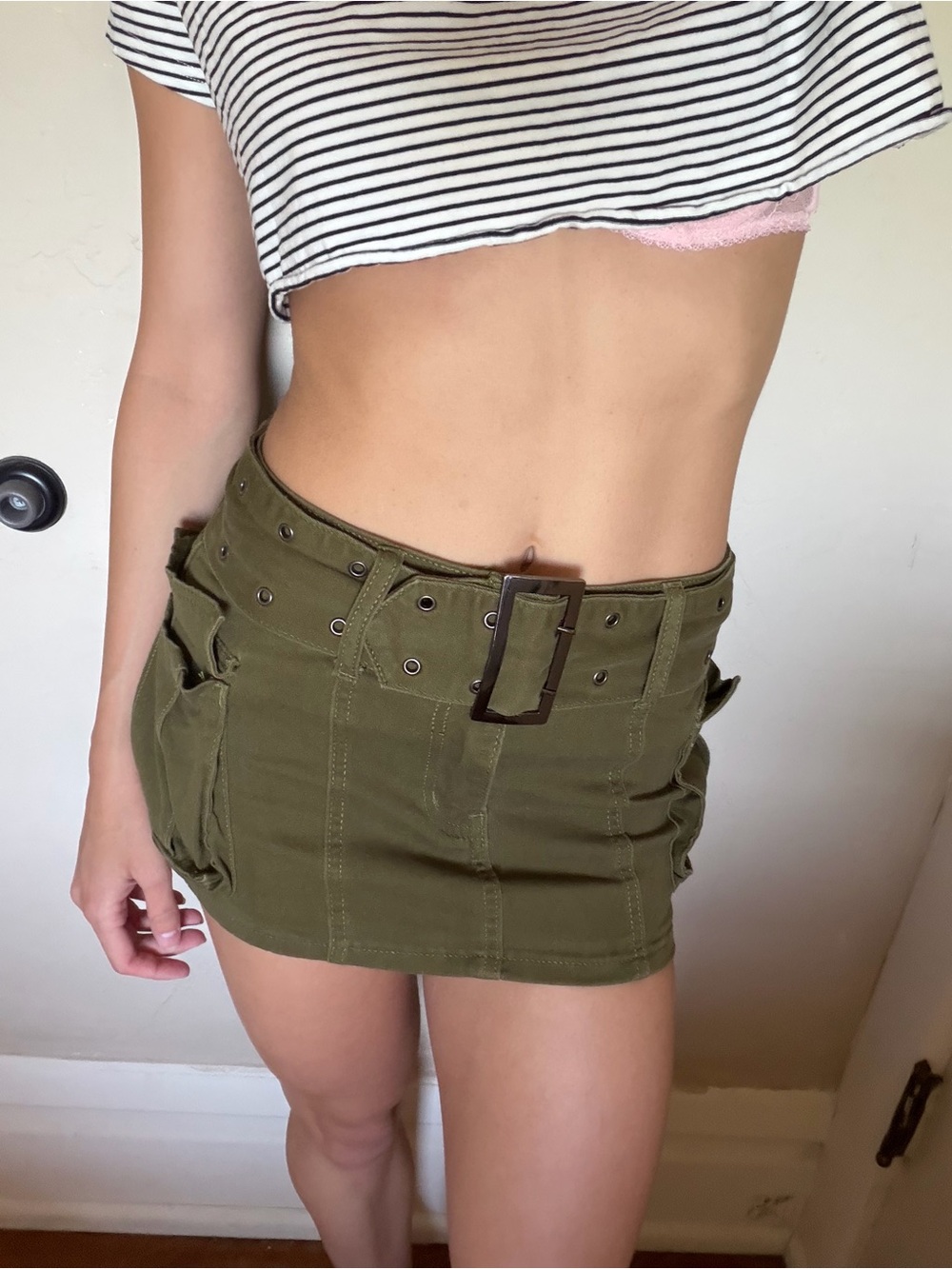 Edikted green utility/cargo mini skirt size small with belt.